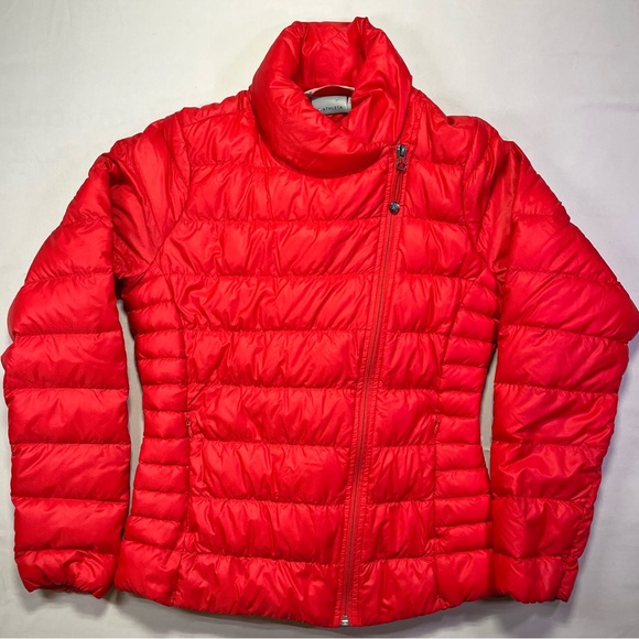 Athleta Red Downalicious Down Quilted Puffer Jacket Coat - S - Like New! - Picture 2 of 6